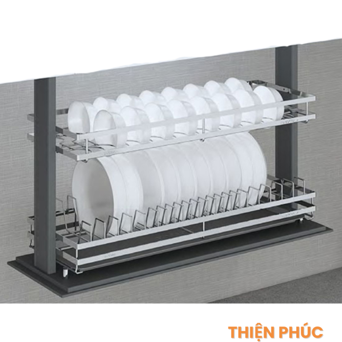 Giá bát đĩa nâng hạ điện inox 304 Eurogold EMP