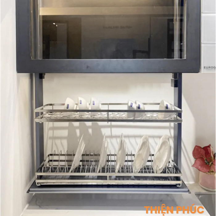 Giá bát đĩa nâng hạ điện inox 304 Eurogold EMP