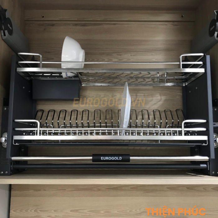 Giá bát đĩa nâng hạ inox 304 nan Oval Eurogold EPV