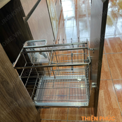Giá dao thớt inox nan dẹt inox mờ 304 ray giảm chấn Eurogold EP