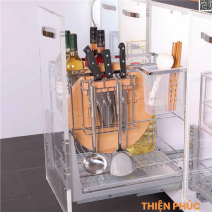 Giá dao thớt inox nan vuông mạ crom ray giảm chấn Eurogold ERO20