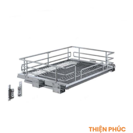 Giá xoong nồi nan oval âm tủ - gắn cánh, ray giảm chấn Eurogold EPV50