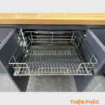 Giá xoong nồi nan oval âm tủ - gắn cánh, ray giảm chấn Eurogold EPV50